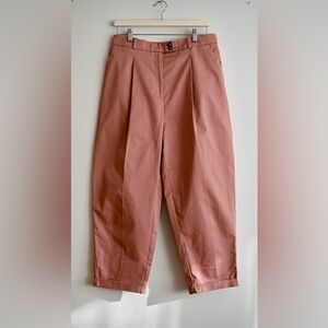 Topshop Cropped Pleated Trousure in Terracotta Size 10